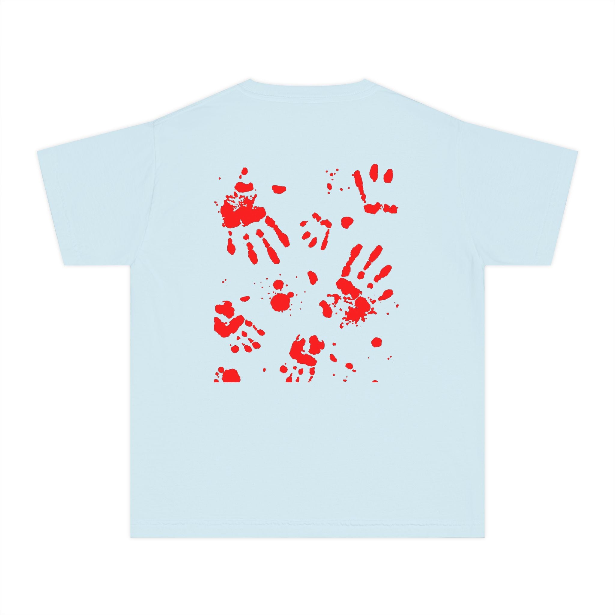 Red Handprint Youth Midweight Tee, Creative Kids Shirt, Unique Gift for Children, Playtime Apparel, Family Fun Wear, Holiday T-Shirt
