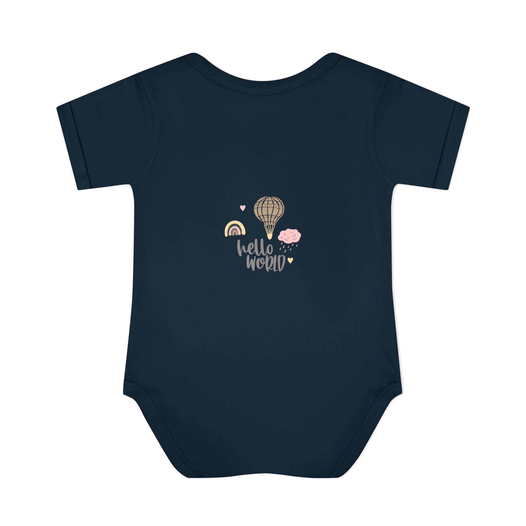Hello World Infant Bodysuit | Cute Baby Outfit, Newborn Gift, Baby Shower Present, Cloud and Rainbow Design
