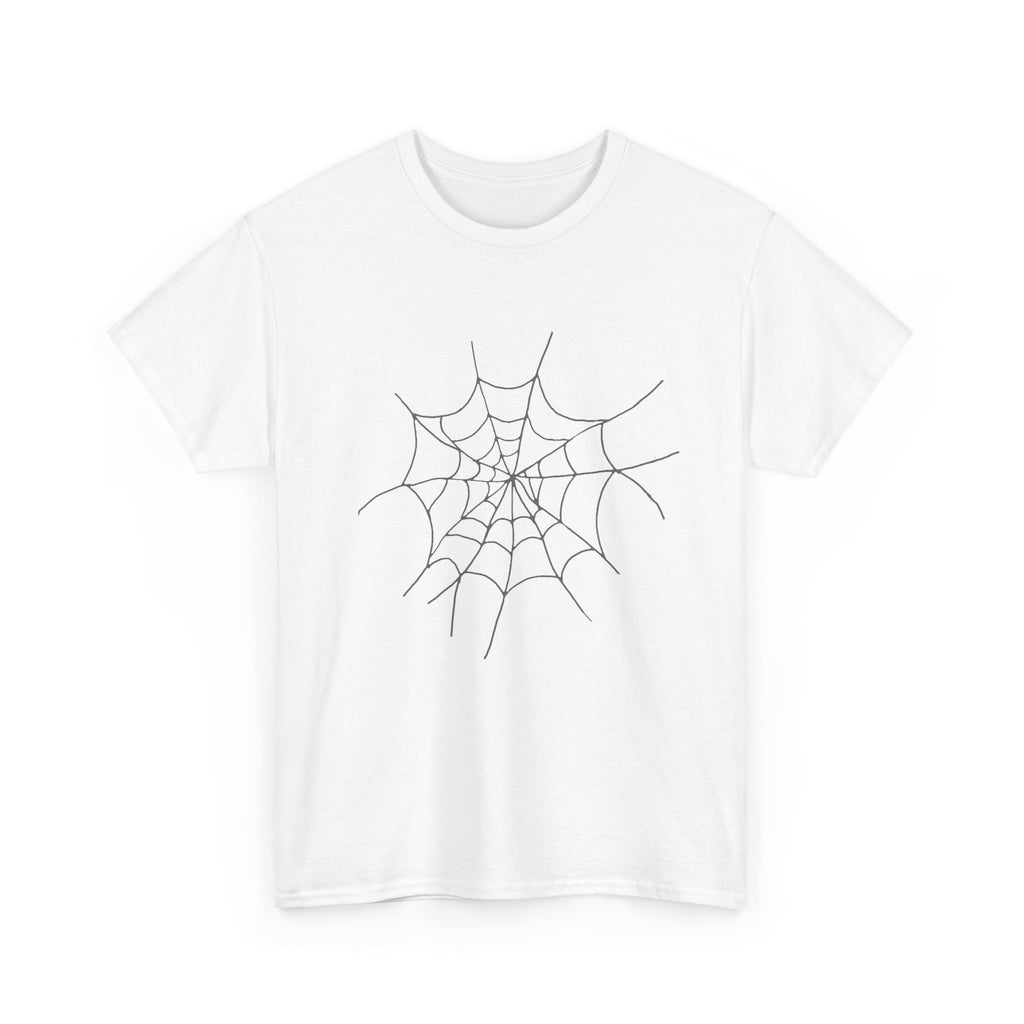 Womens Spooky Spider Web Tee - Heavy Cotton Shirt for Halloween, Casual Wear, Gifts, Festivals, Everyday Style