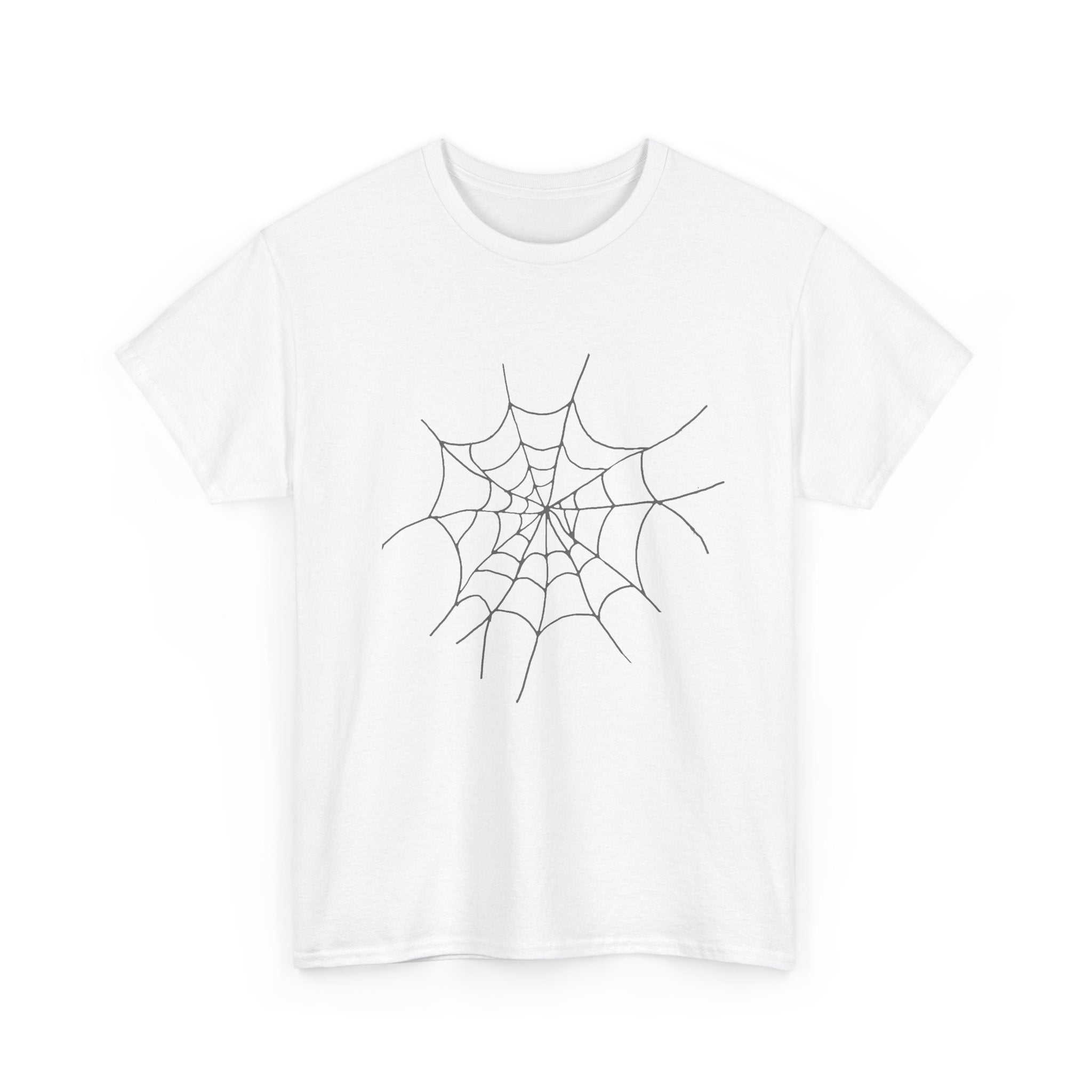 Womens Spooky Spider Web Tee - Heavy Cotton Shirt for Halloween, Casual Wear, Gifts, Festivals, Everyday Style