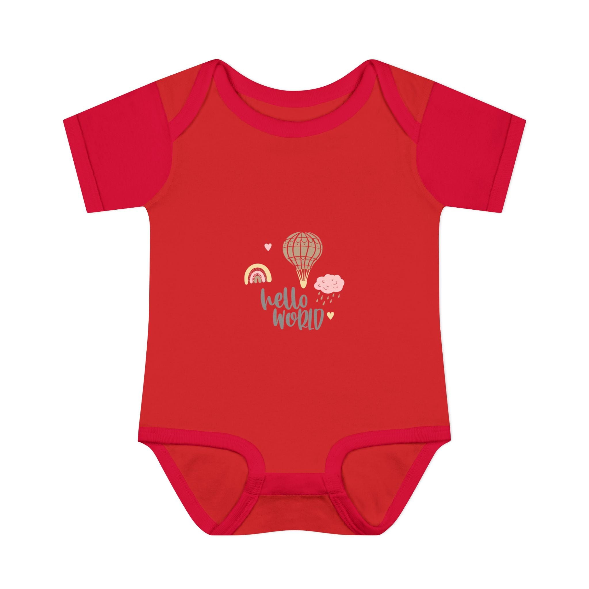 Hello World Infant Bodysuit | Cute Baby Outfit, Newborn Gift, Baby Shower Present, Cloud and Rainbow Design