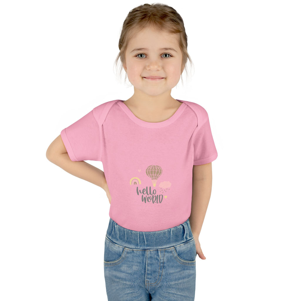 Hello World Infant Bodysuit | Cute Baby Outfit, Newborn Gift, Baby Shower Present, Cloud and Rainbow Design