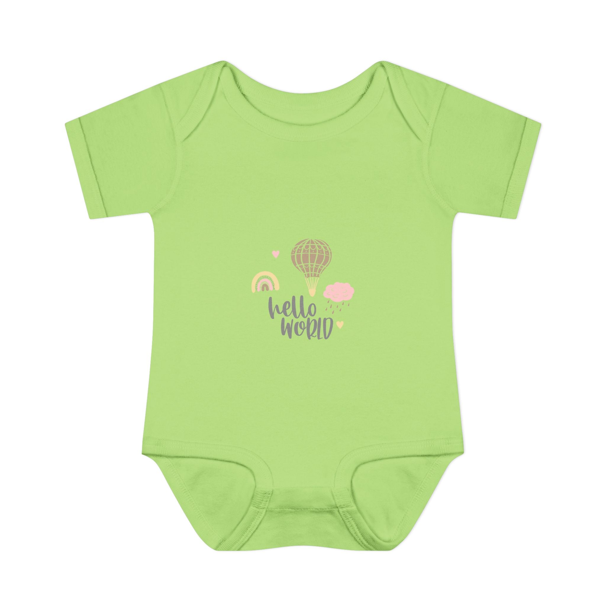 Hello World Infant Bodysuit | Cute Baby Outfit, Newborn Gift, Baby Shower Present, Cloud and Rainbow Design