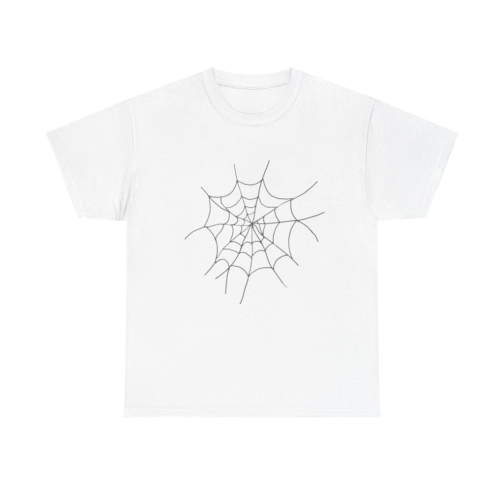 Womens Spooky Spider Web Tee - Heavy Cotton Shirt for Halloween, Casual Wear, Gifts, Festivals, Everyday Style