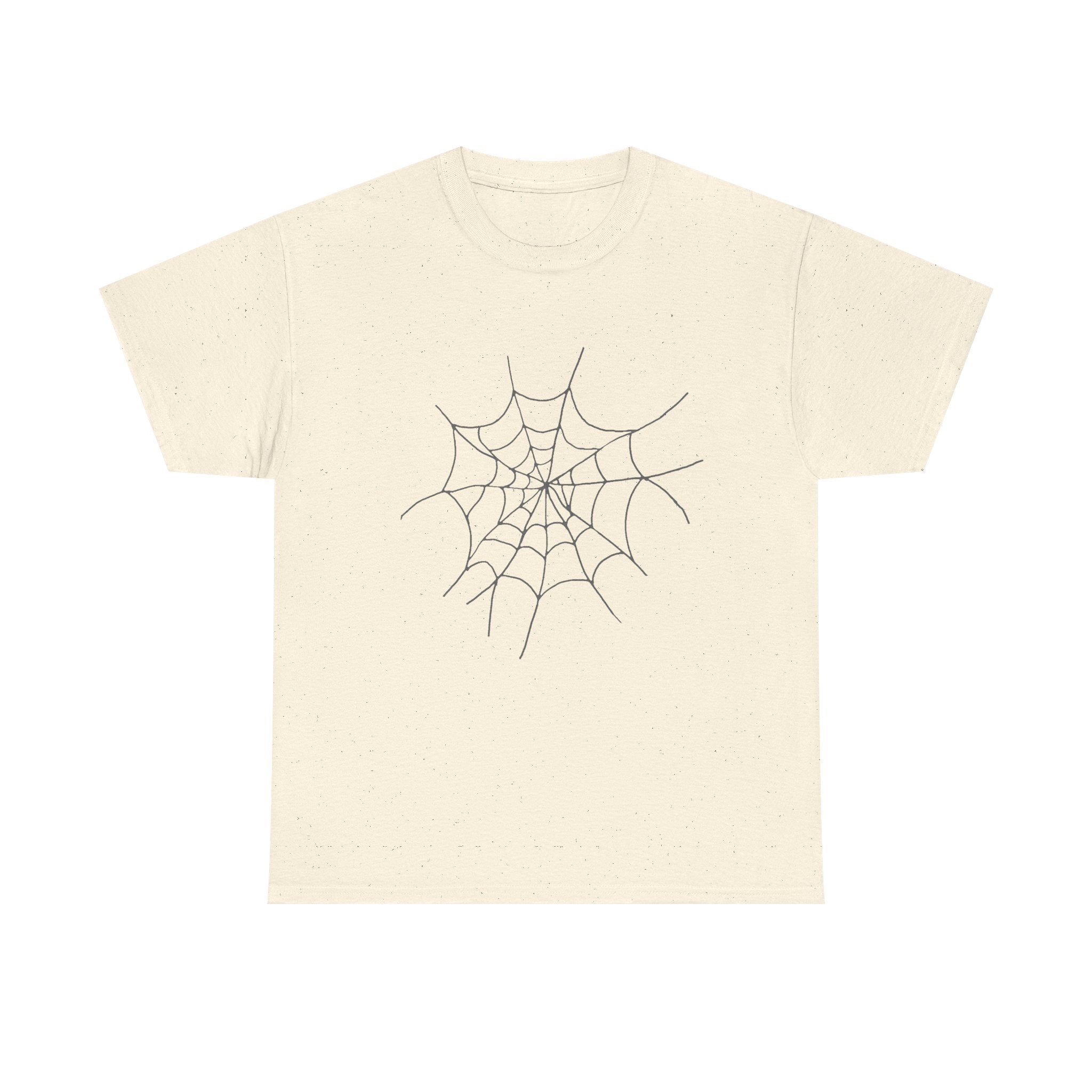Womens Spooky Spider Web Tee - Heavy Cotton Shirt for Halloween, Casual Wear, Gifts, Festivals, Everyday Style