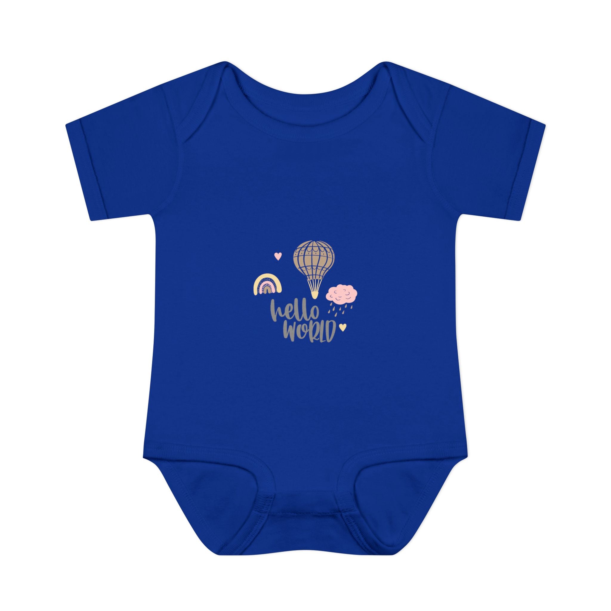 Hello World Infant Bodysuit | Cute Baby Outfit, Newborn Gift, Baby Shower Present, Cloud and Rainbow Design