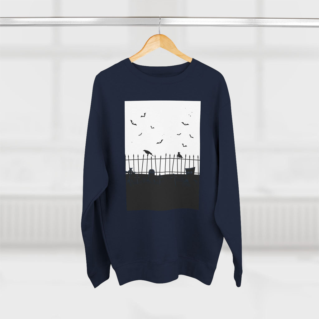 Womens Gothic Bat Print Sweatshirt Crewneck for Halloween, Fall Fashion, Cozy Casualwear, Spooky Season, Eerie Atmosphere