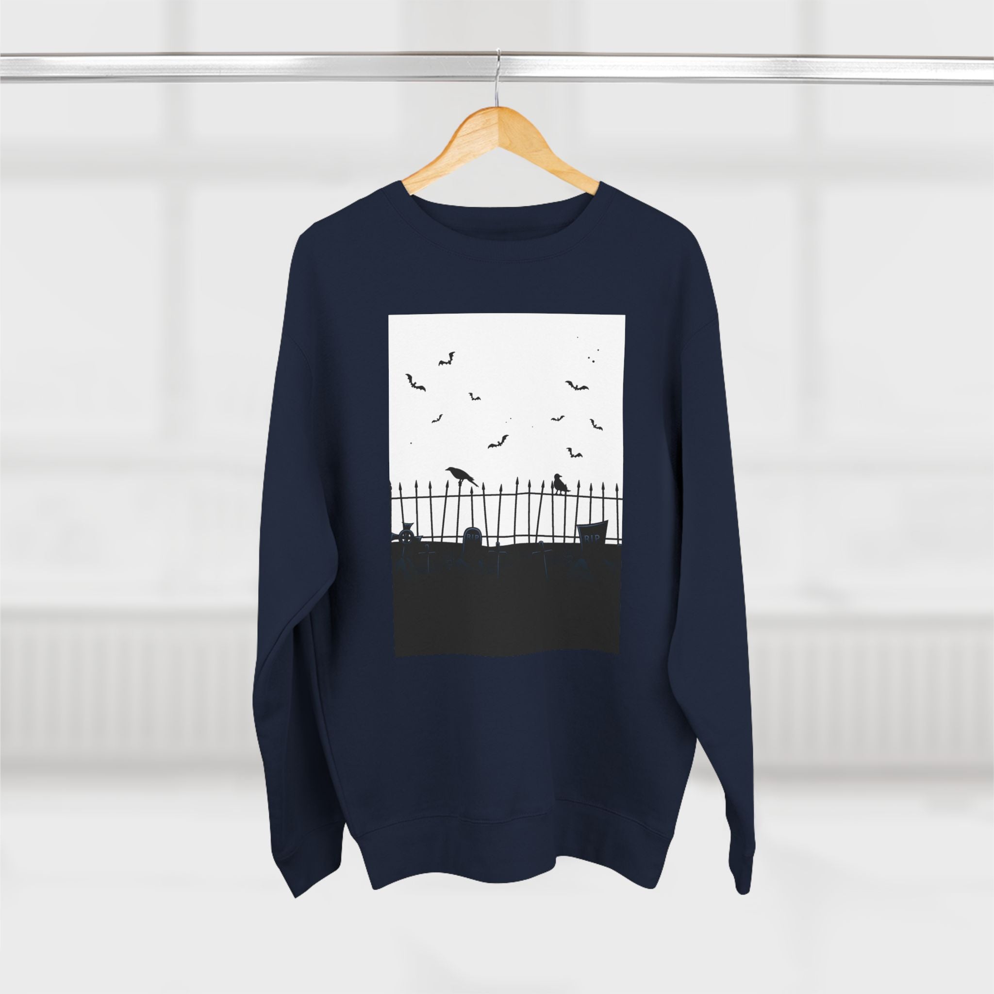Womens Gothic Bat Print Sweatshirt Crewneck for Halloween, Fall Fashion, Cozy Casualwear, Spooky Season, Eerie Atmosphere