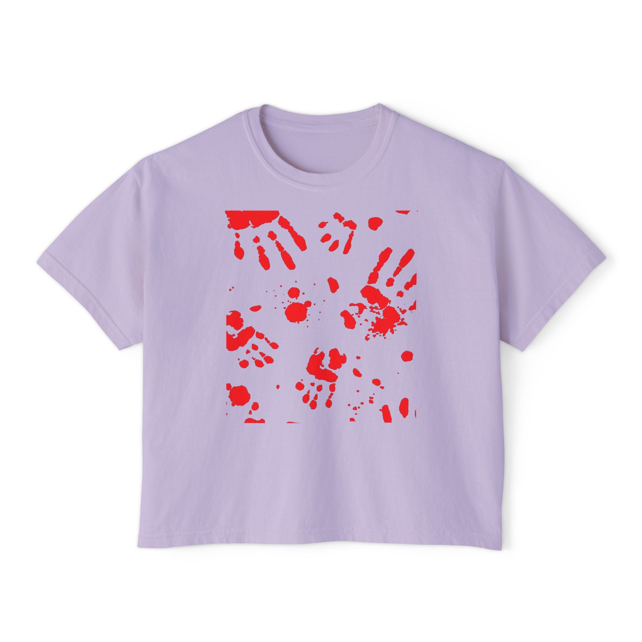 Artistic Women's Boxy Tee, Handprint Design Tee, Casual Summer Top, Unique Gift Idea, Wearable Art Clothing