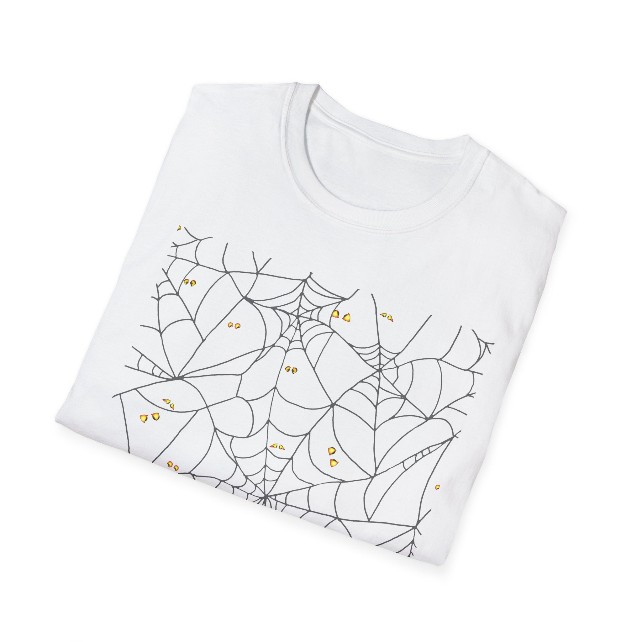 Spooky Spider Web Unisex T-Shirt, Halloween Shirt, Graphic Tee, Softstyle Tee, Casual Wear, Gift for Spooky Season