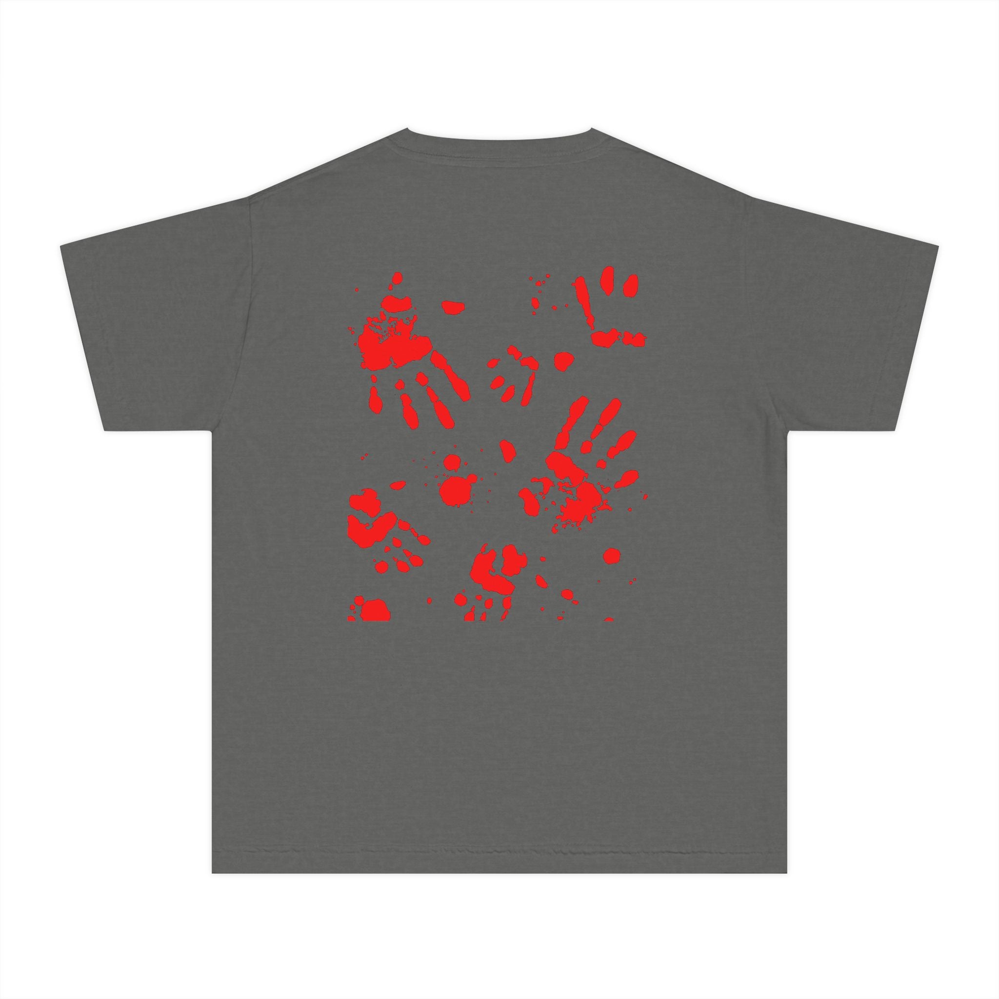 Red Handprint Youth Midweight Tee, Creative Kids Shirt, Unique Gift for Children, Playtime Apparel, Family Fun Wear, Holiday T-Shirt