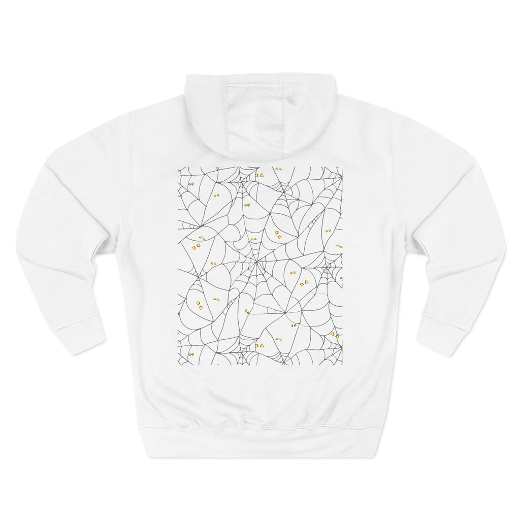 Stylish Three-Panel Fleece Hoodie, Spooky Spider Web