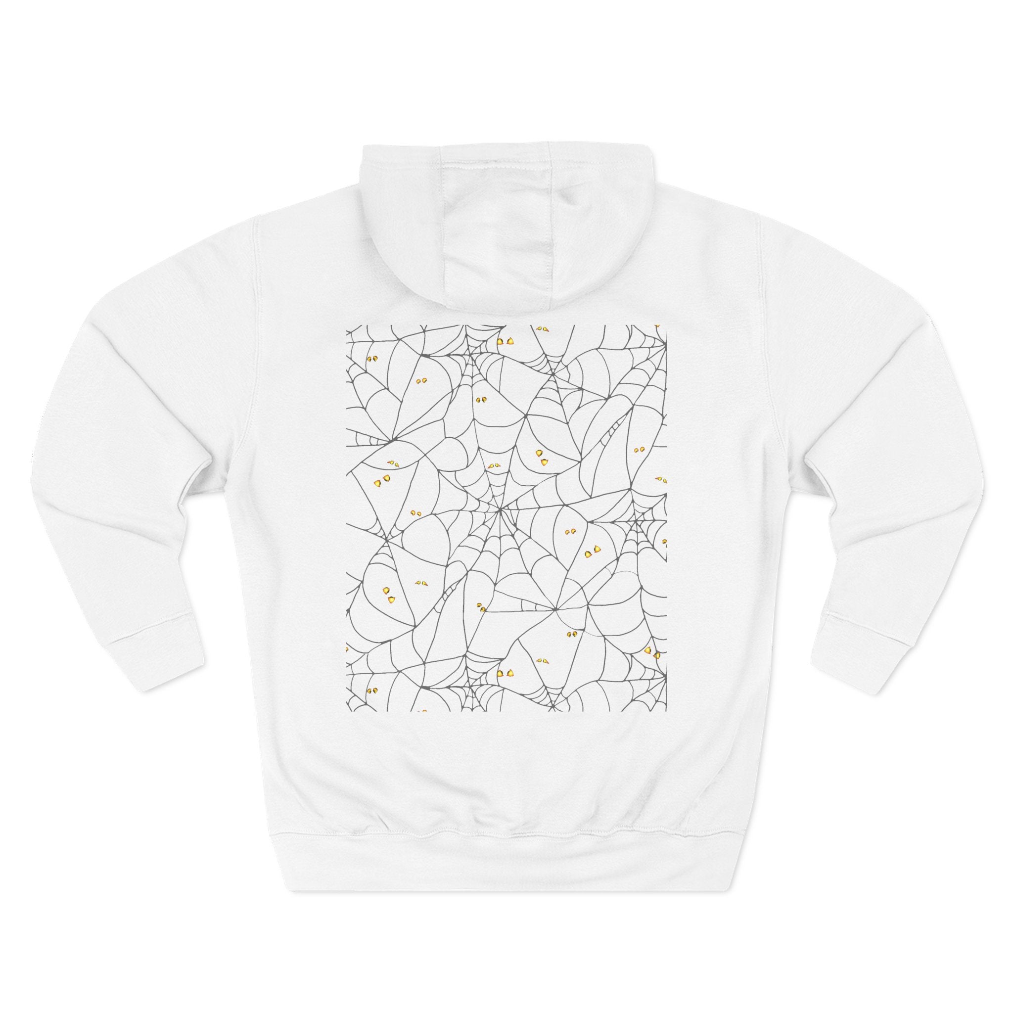 Stylish Three-Panel Fleece Hoodie, Spooky Spider Web
