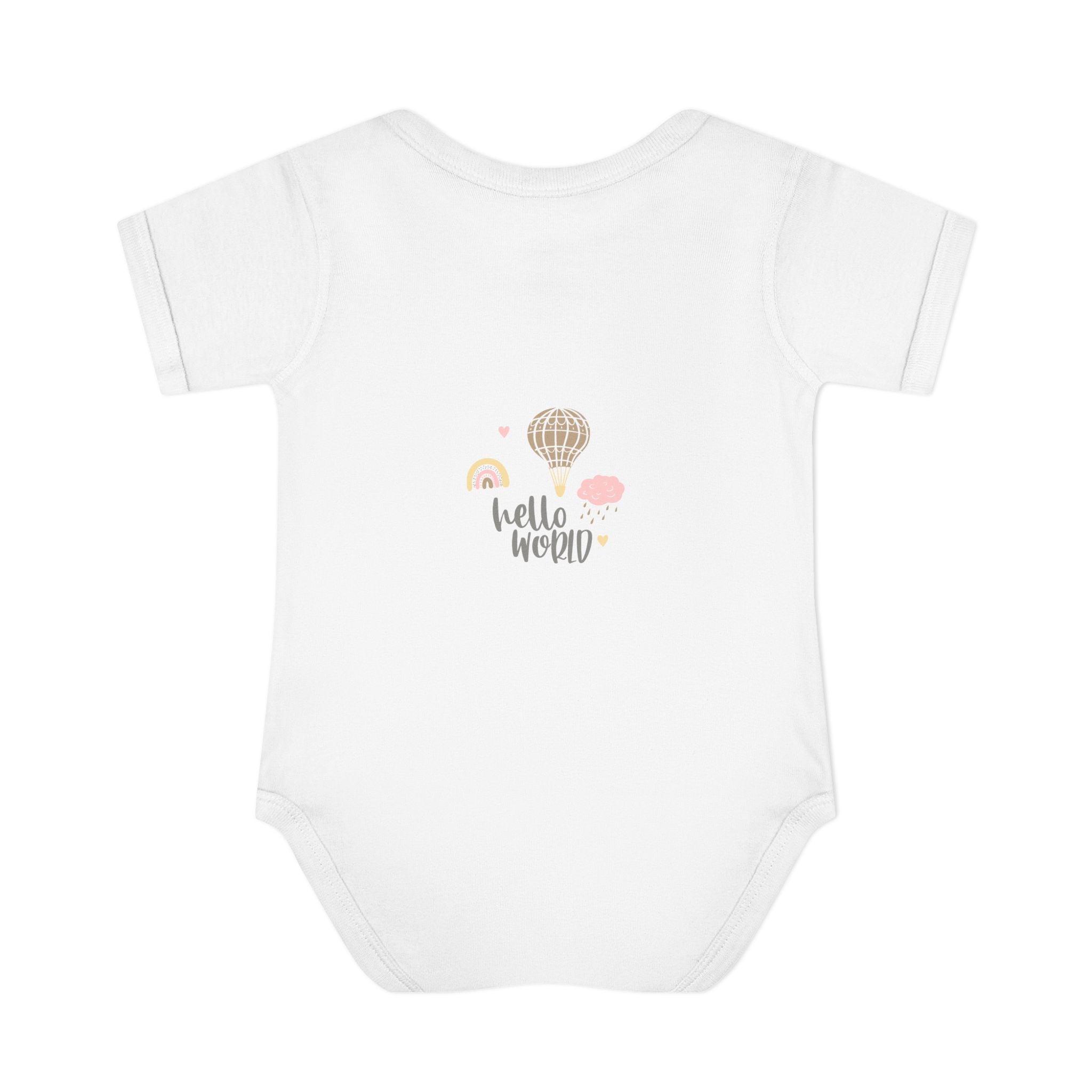 Hello World Infant Bodysuit | Cute Baby Outfit, Newborn Gift, Baby Shower Present, Cloud and Rainbow Design