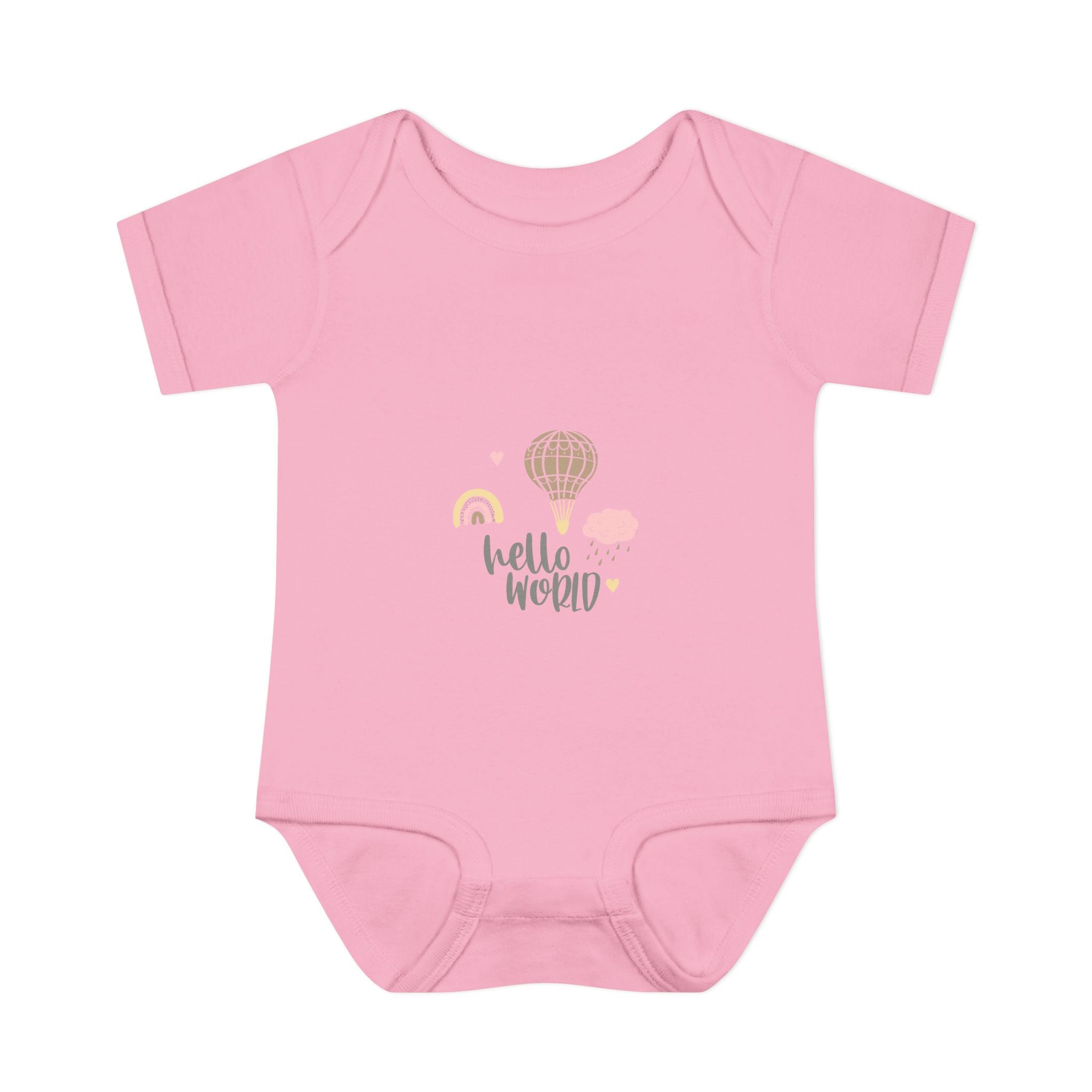Hello World Infant Bodysuit | Cute Baby Outfit, Newborn Gift, Baby Shower Present, Cloud and Rainbow Design
