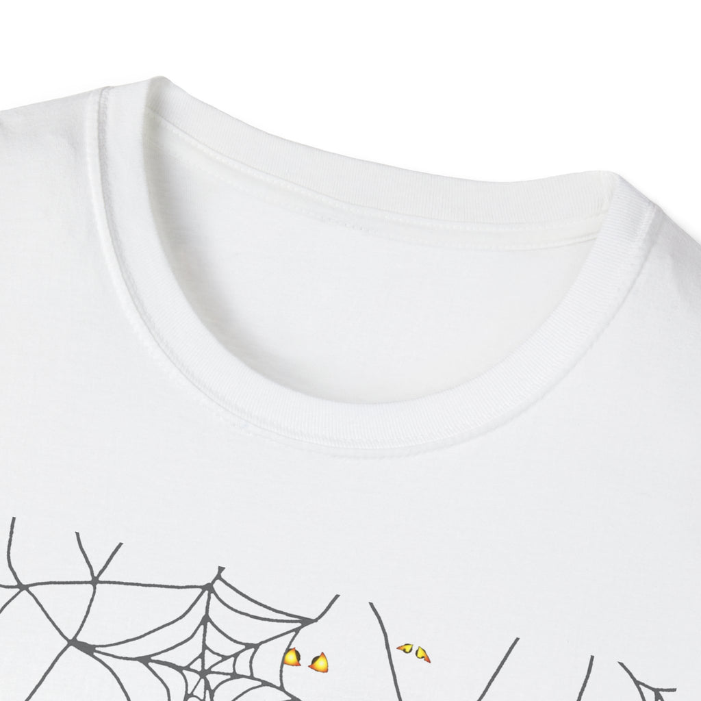 Spooky Spider Web Unisex T-Shirt, Halloween Shirt, Graphic Tee, Softstyle Tee, Casual Wear, Gift for Spooky Season