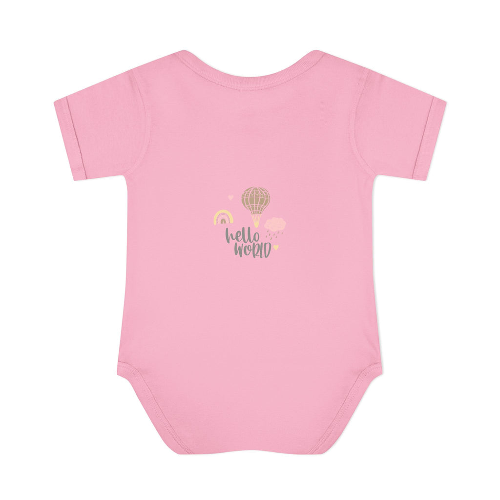 Hello World Infant Bodysuit | Cute Baby Outfit, Newborn Gift, Baby Shower Present, Cloud and Rainbow Design