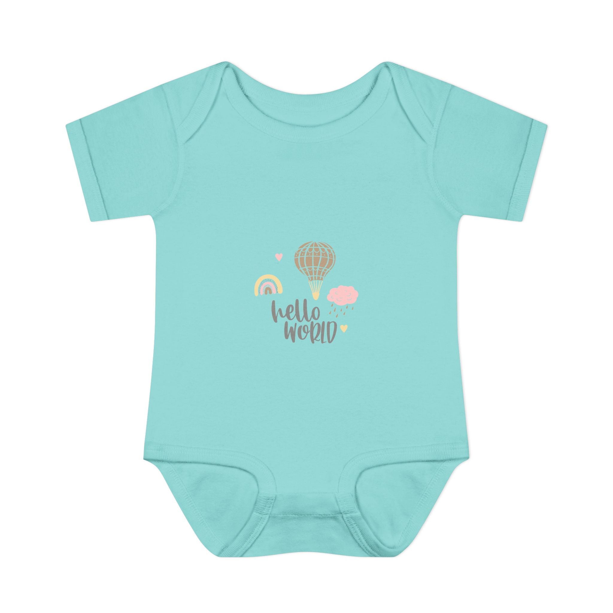 Hello World Infant Bodysuit | Cute Baby Outfit, Newborn Gift, Baby Shower Present, Cloud and Rainbow Design