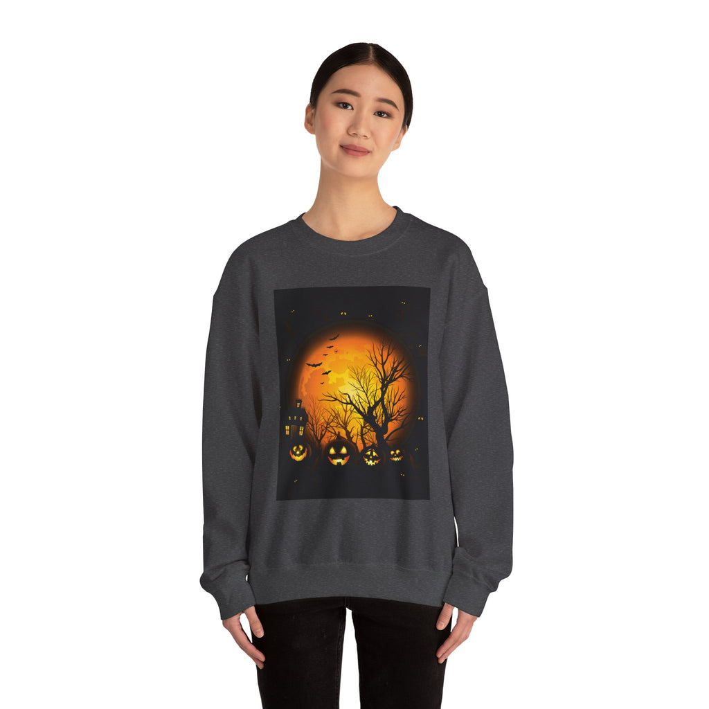 Halloween Pumpkin Crewneck Sweatshirt | Cozy Unisex Fall Fashion, Spooky Apparel, Autumn Layering, Halloween Gift