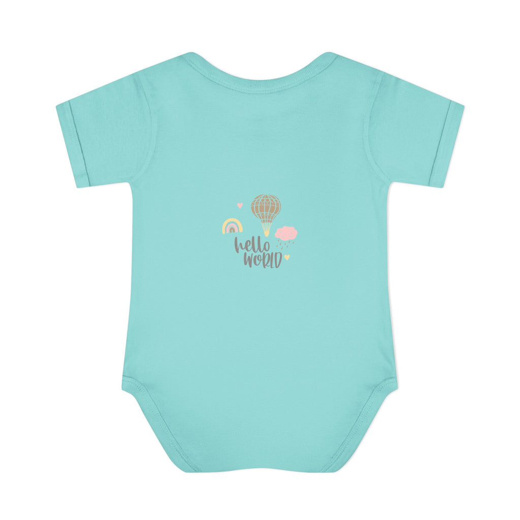Hello World Infant Bodysuit | Cute Baby Outfit, Newborn Gift, Baby Shower Present, Cloud and Rainbow Design
