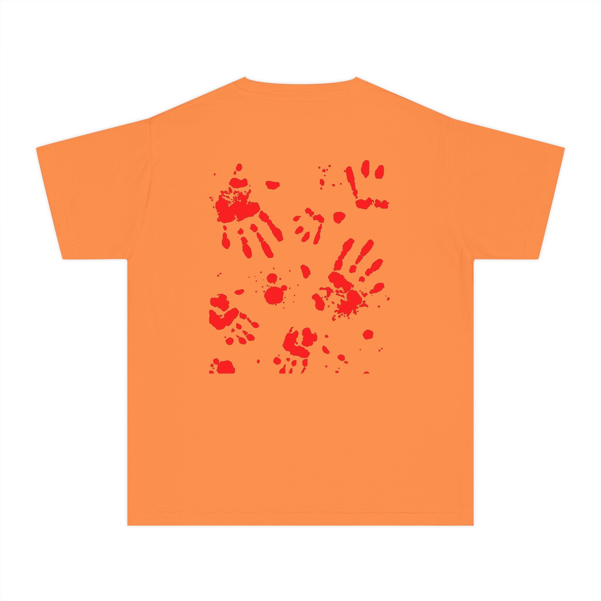 Red Handprint Youth Midweight Tee, Creative Kids Shirt, Unique Gift for Children, Playtime Apparel, Family Fun Wear, Holiday T-Shirt