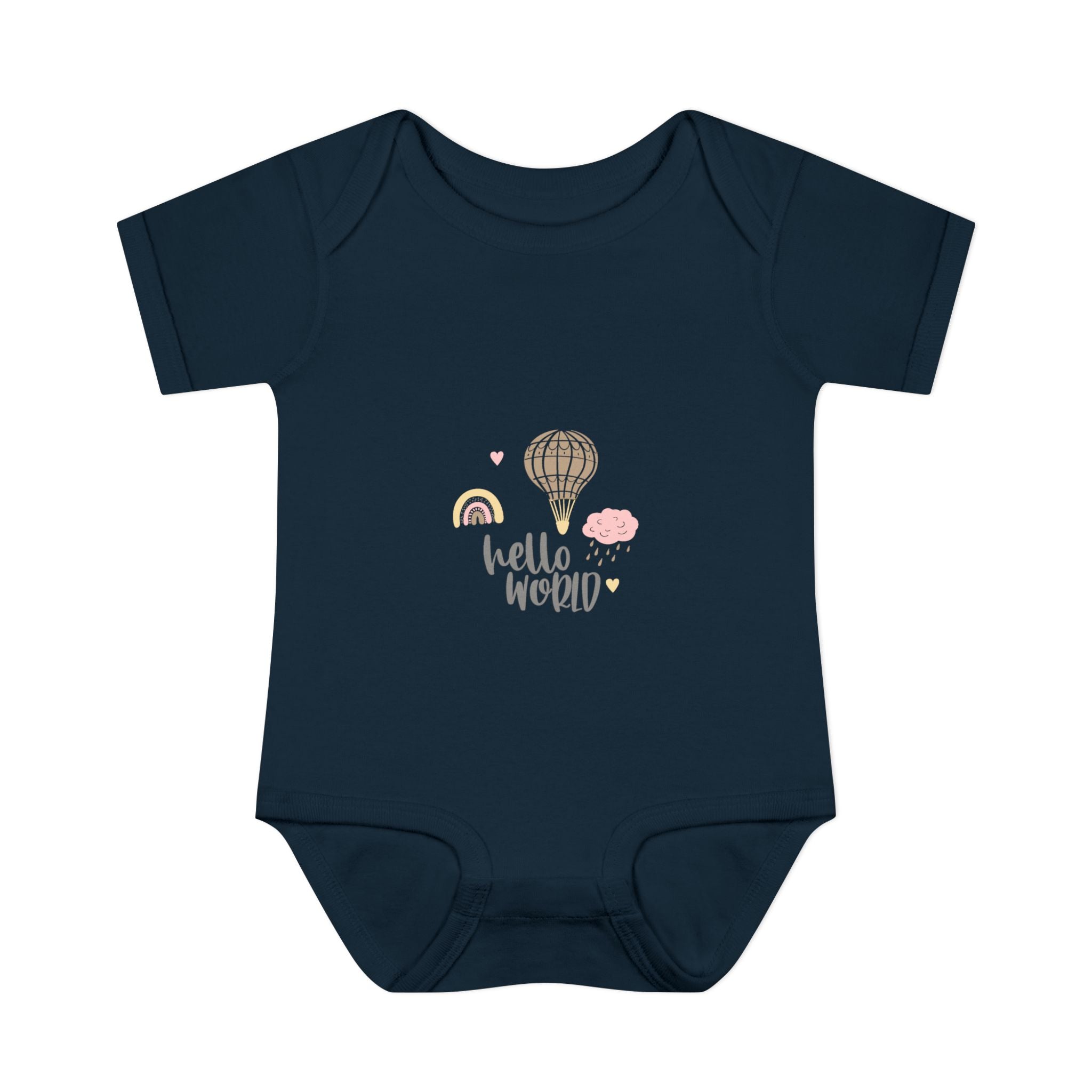 Hello World Infant Bodysuit | Cute Baby Outfit, Newborn Gift, Baby Shower Present, Cloud and Rainbow Design