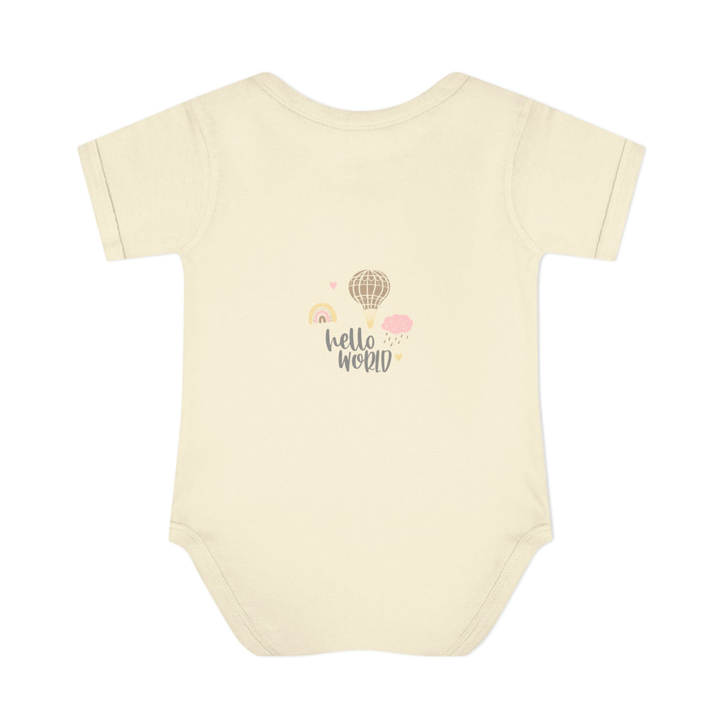 Hello World Infant Bodysuit | Cute Baby Outfit, Newborn Gift, Baby Shower Present, Cloud and Rainbow Design