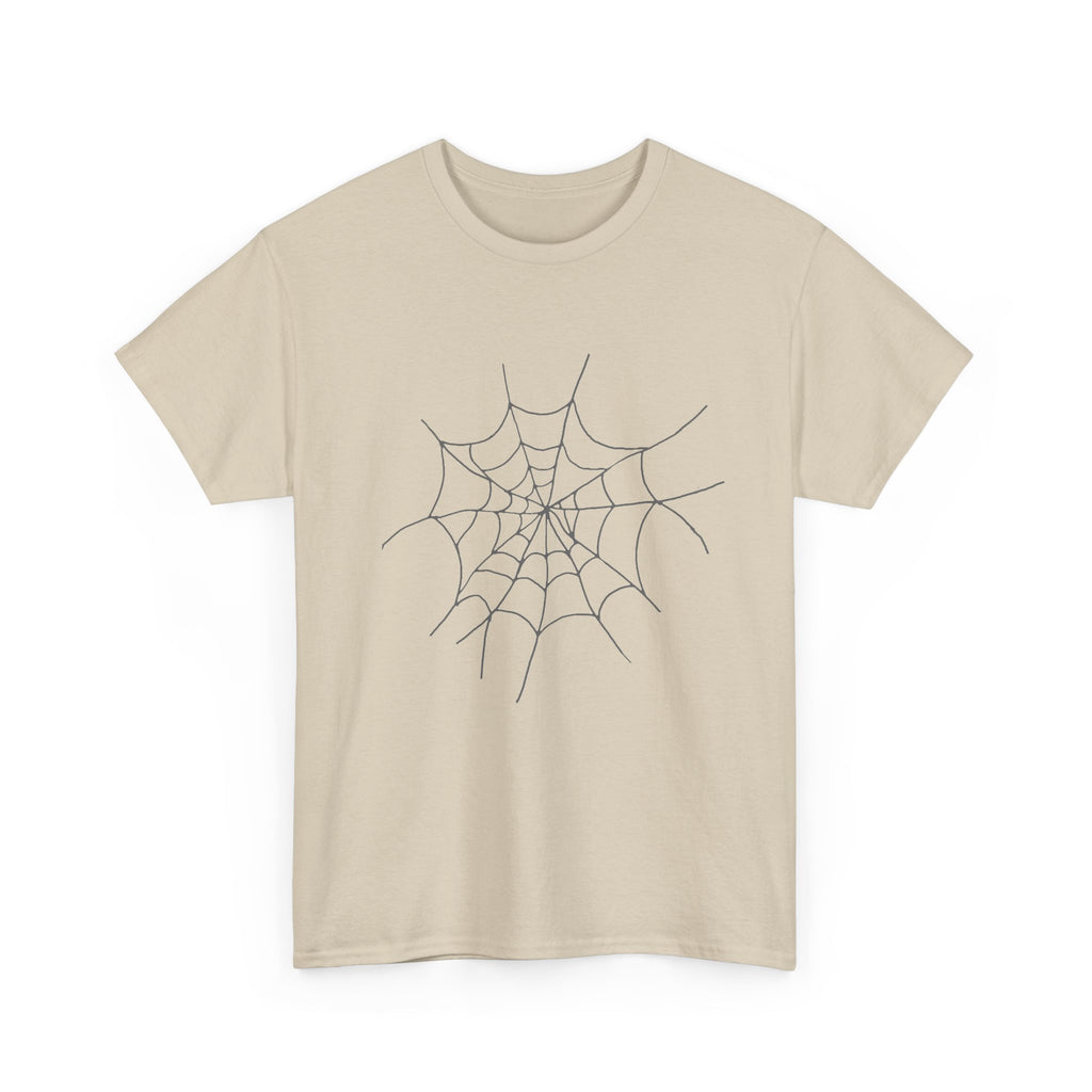 Womens Spooky Spider Web Tee - Heavy Cotton Shirt for Halloween, Casual Wear, Gifts, Festivals, Everyday Style