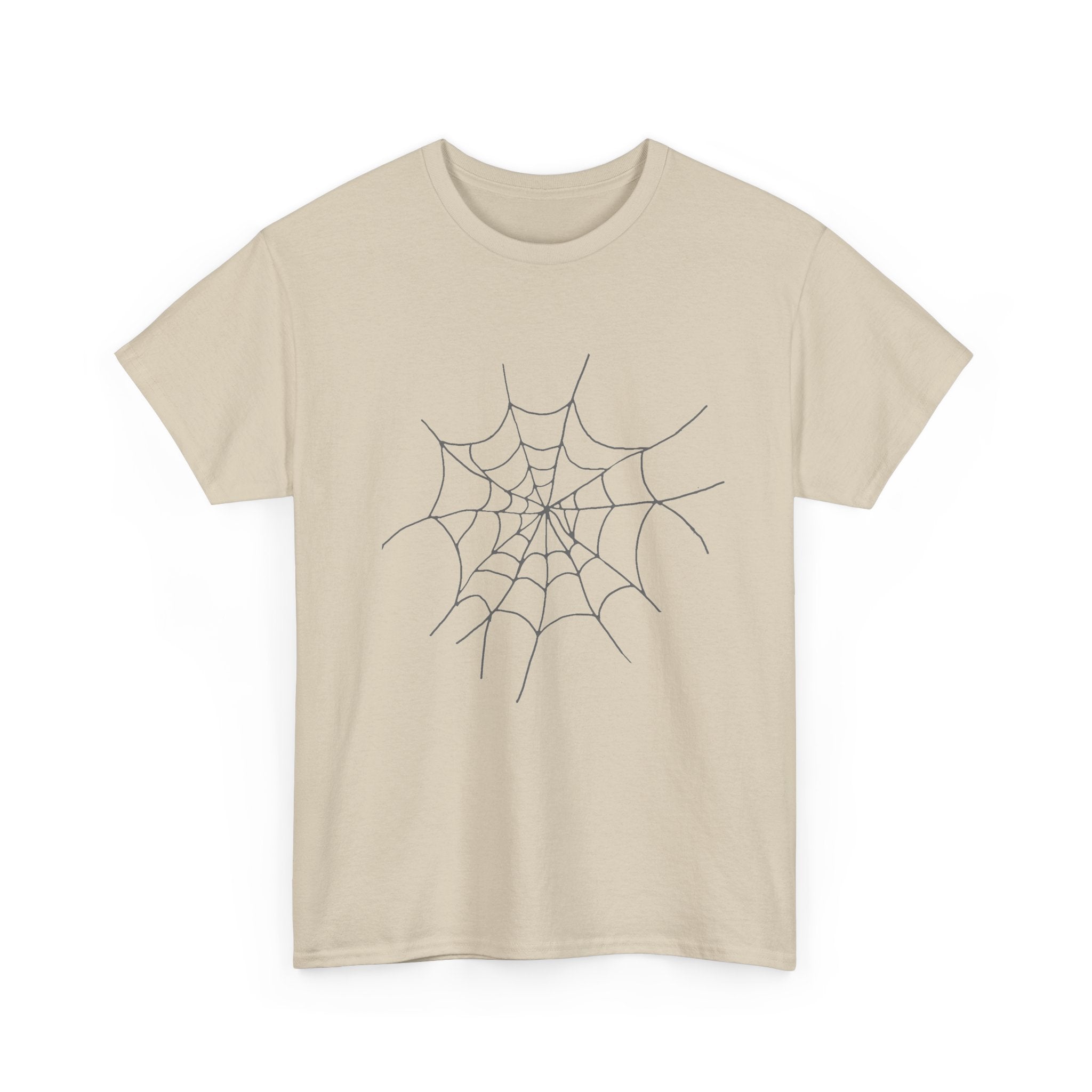 Womens Spooky Spider Web Tee - Heavy Cotton Shirt for Halloween, Casual Wear, Gifts, Festivals, Everyday Style
