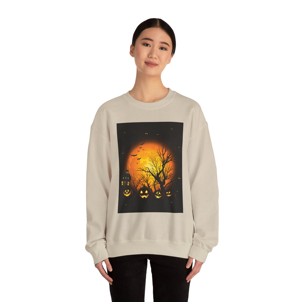 Halloween Pumpkin Crewneck Sweatshirt | Cozy Unisex Fall Fashion, Spooky Apparel, Autumn Layering, Halloween Gift