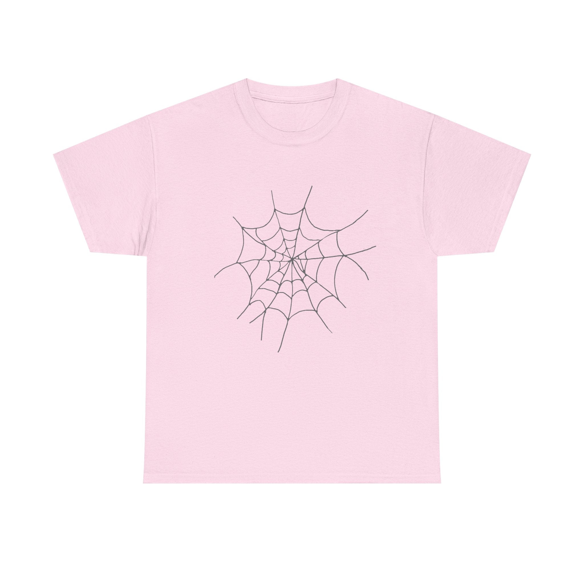 Womens Spooky Spider Web Tee - Heavy Cotton Shirt for Halloween, Casual Wear, Gifts, Festivals, Everyday Style