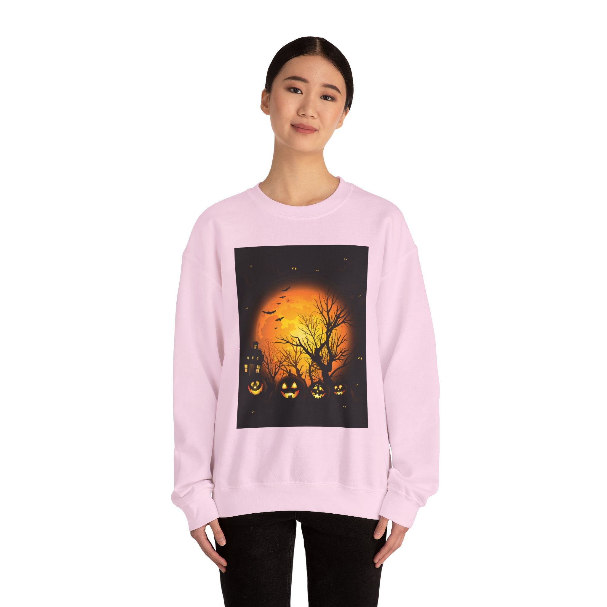 Halloween Pumpkin Crewneck Sweatshirt | Cozy Unisex Fall Fashion, Spooky Apparel, Autumn Layering, Halloween Gift