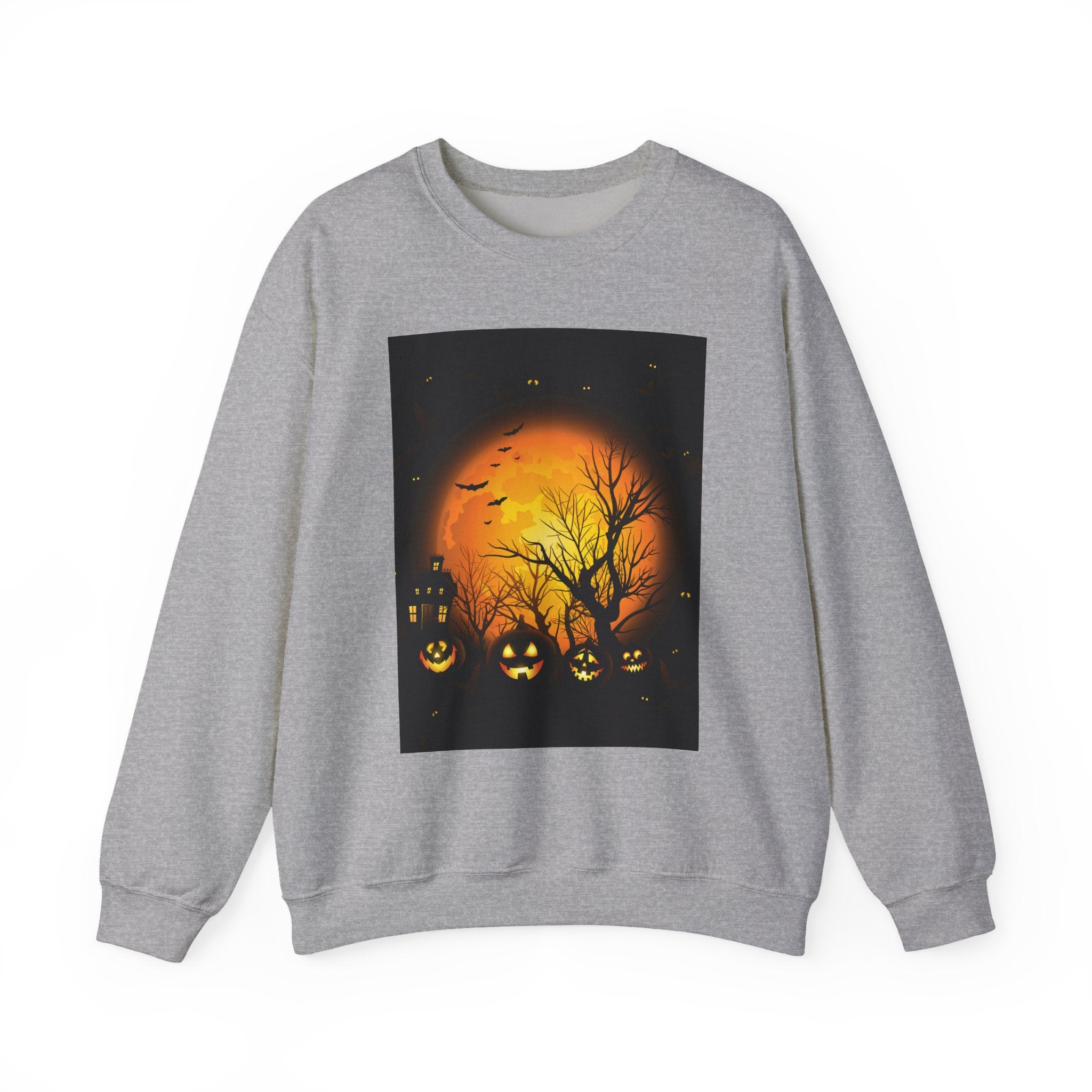 Halloween Pumpkin Crewneck Sweatshirt | Cozy Unisex Fall Fashion, Spooky Apparel, Autumn Layering, Halloween Gift