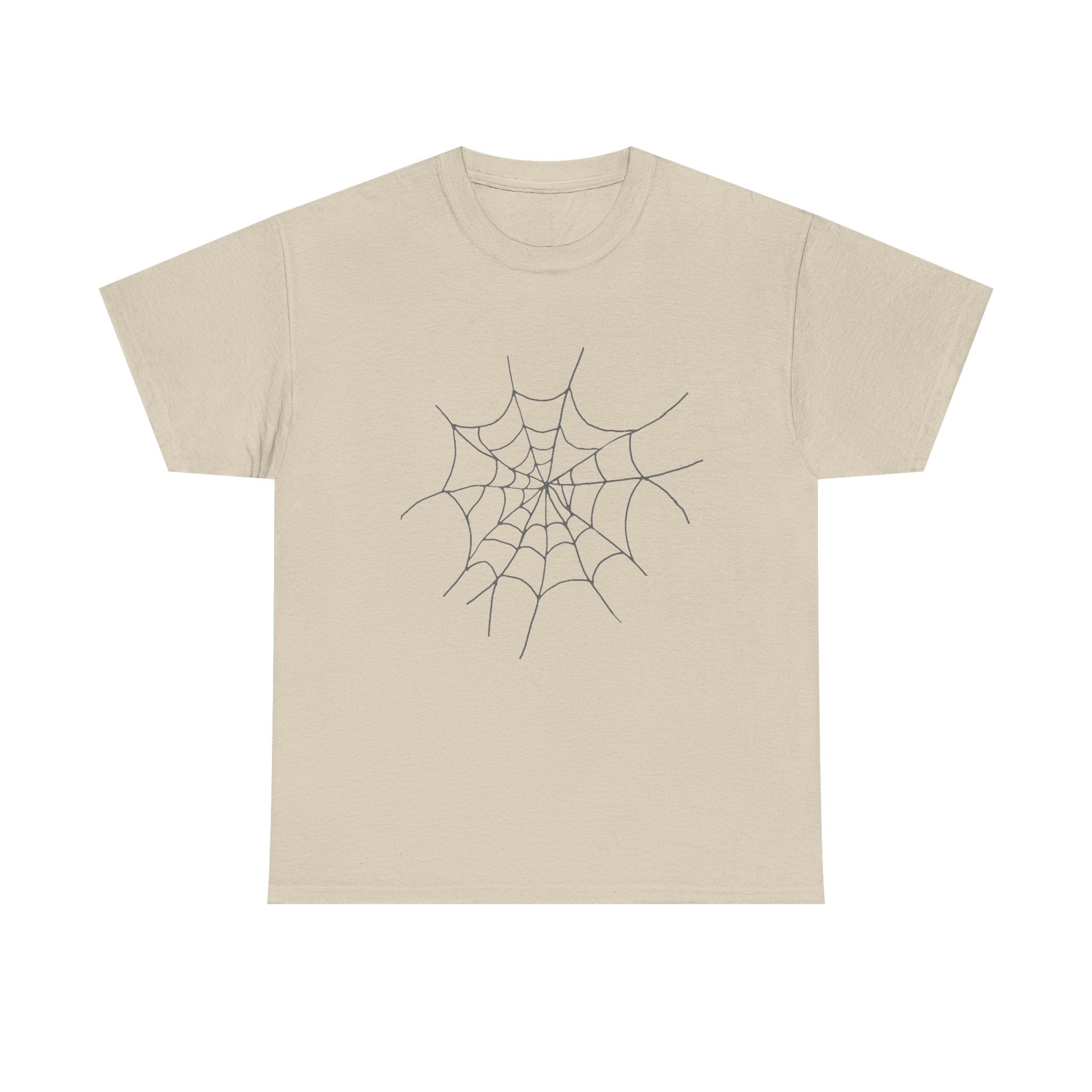 Womens Spooky Spider Web Tee - Heavy Cotton Shirt for Halloween, Casual Wear, Gifts, Festivals, Everyday Style