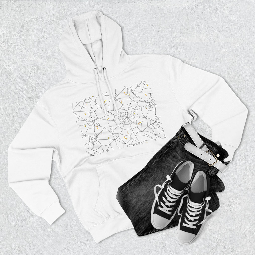 Stylish Three-Panel Fleece Hoodie, Spooky Spider Web