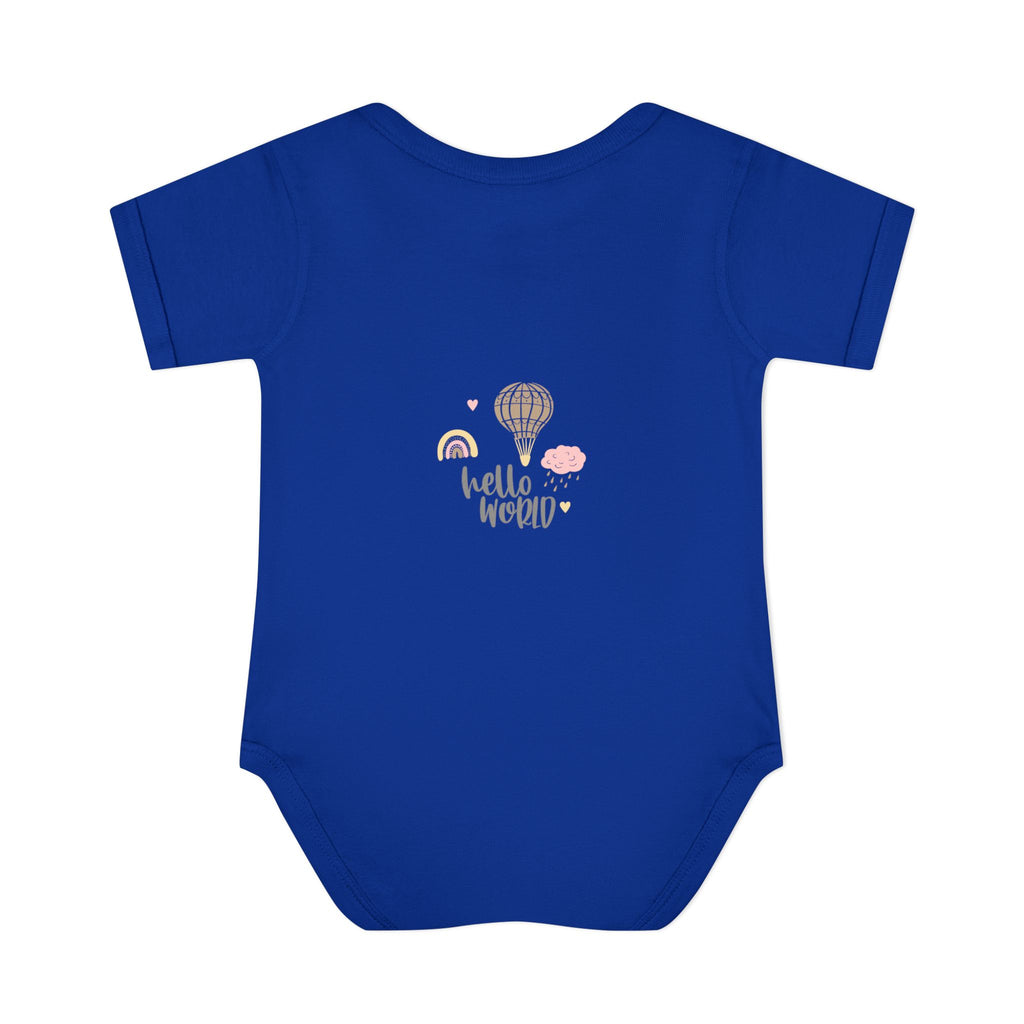 Hello World Infant Bodysuit | Cute Baby Outfit, Newborn Gift, Baby Shower Present, Cloud and Rainbow Design