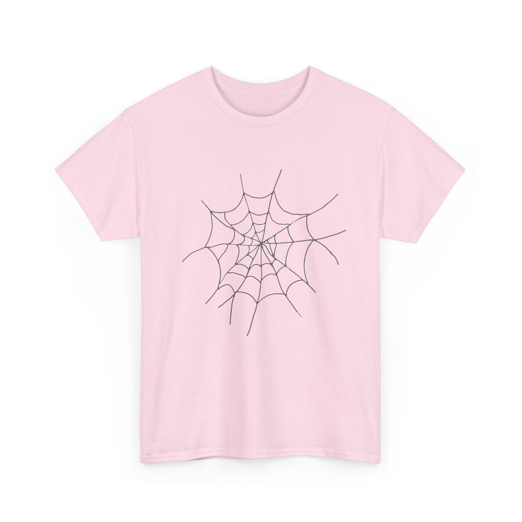 Womens Spooky Spider Web Tee - Heavy Cotton Shirt for Halloween, Casual Wear, Gifts, Festivals, Everyday Style