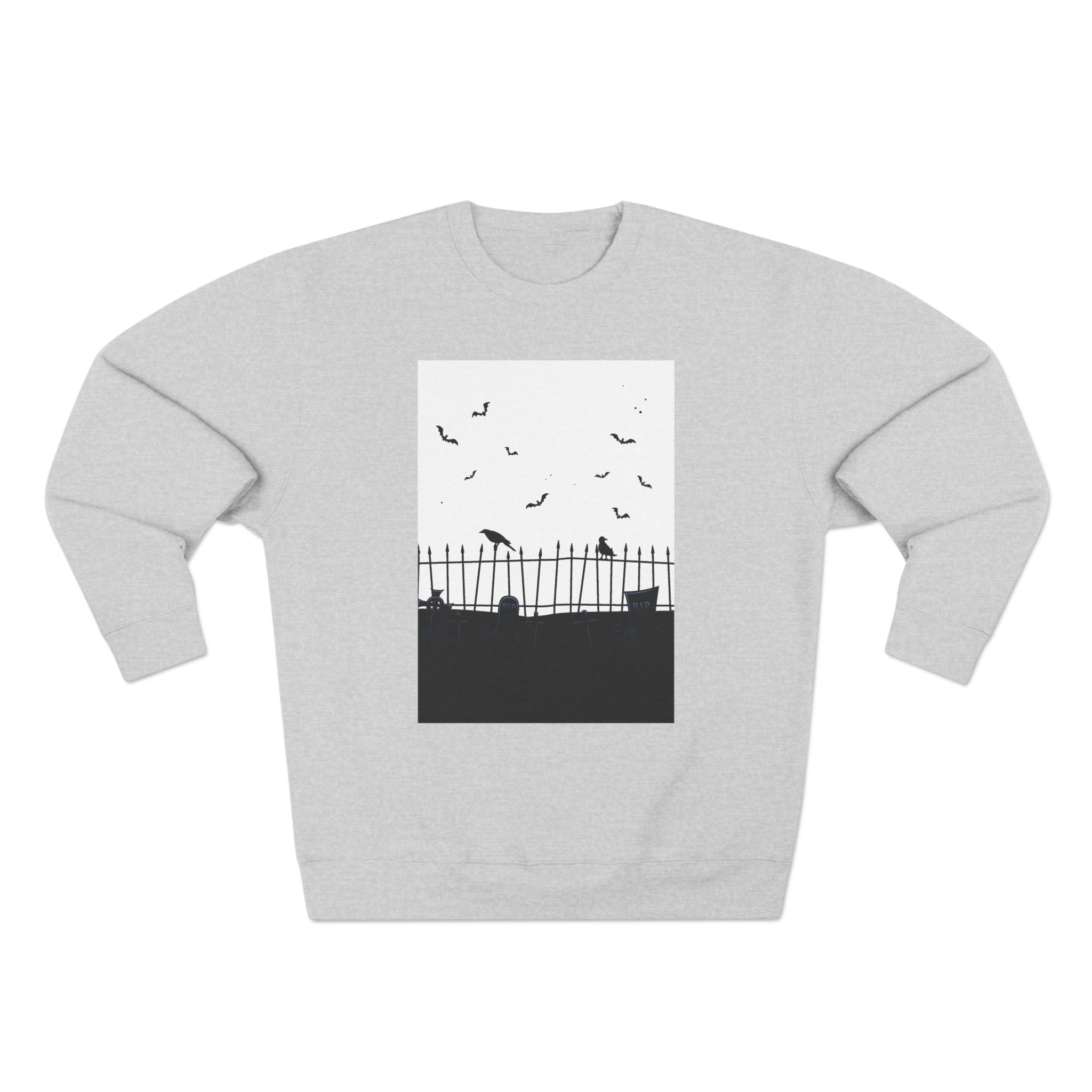 Womens Gothic Bat Print Sweatshirt Crewneck for Halloween, Fall Fashion, Cozy Casualwear, Spooky Season, Eerie Atmosphere