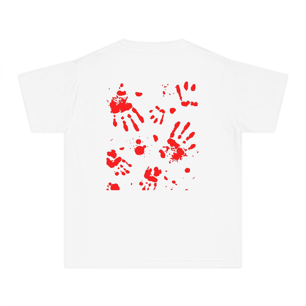 Red Handprint Youth Midweight Tee, Creative Kids Shirt, Unique Gift for Children, Playtime Apparel, Family Fun Wear, Holiday T-Shirt