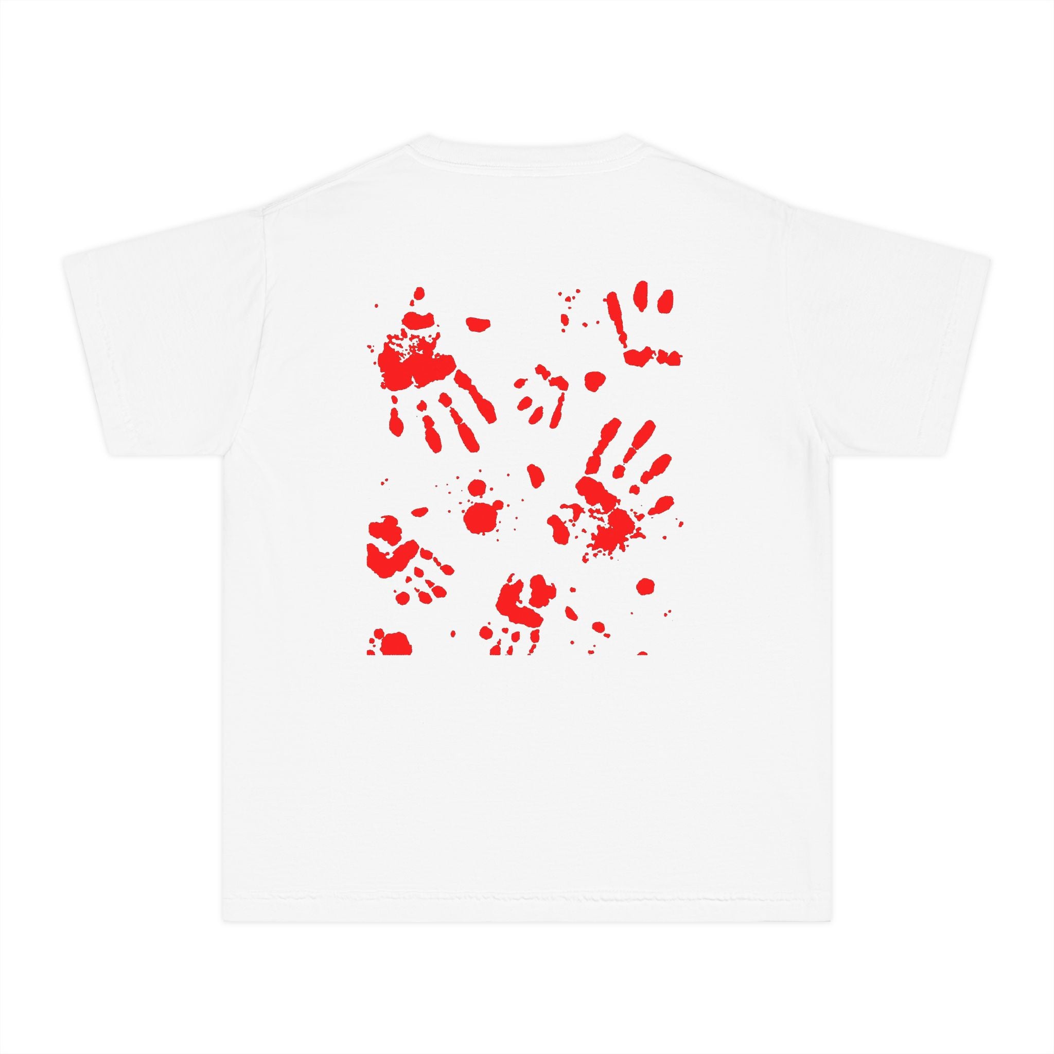 Red Handprint Youth Midweight Tee, Creative Kids Shirt, Unique Gift for Children, Playtime Apparel, Family Fun Wear, Holiday T-Shirt