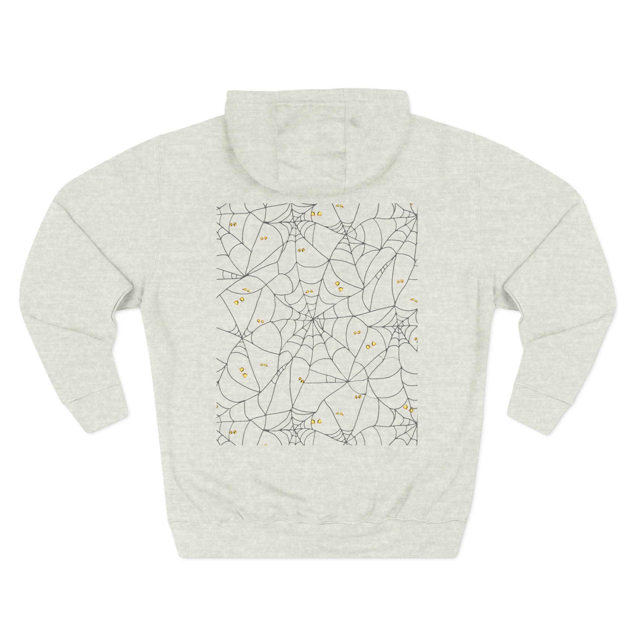 Stylish Three-Panel Fleece Hoodie, Spooky Spider Web