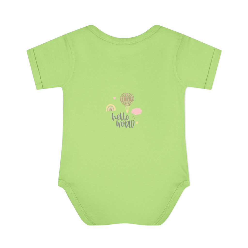 Hello World Infant Bodysuit | Cute Baby Outfit, Newborn Gift, Baby Shower Present, Cloud and Rainbow Design